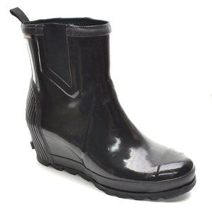 Sorel Joan Black Gloss Rain Wedge Chelsea Boots 43 / 12